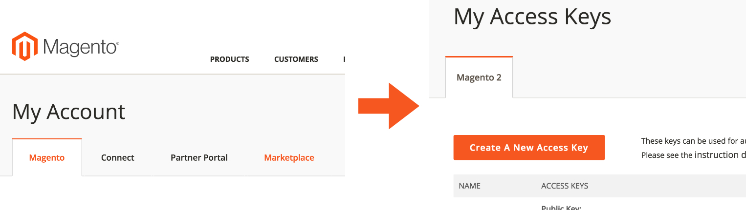 Magento.com Access keys creation in the Marketplace area