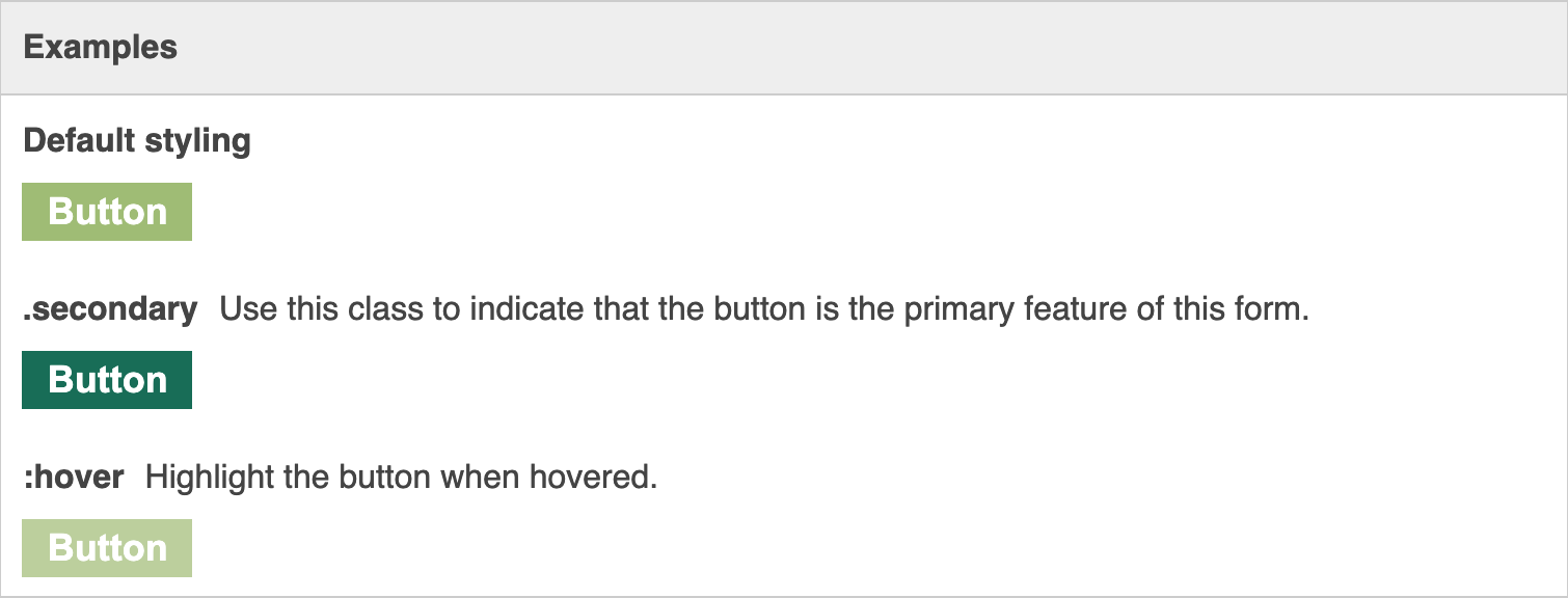 Screenshot des Button-Elements im Styleguide