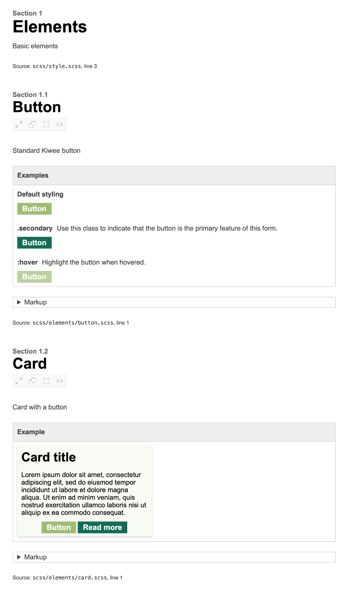 Screenshot aus dem KSS-Styleguide