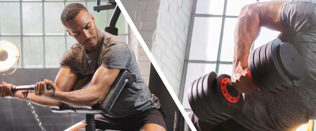 Athlete training on a weight bench, used as a visual for the section about shop performance, navigation, and growth challenges.