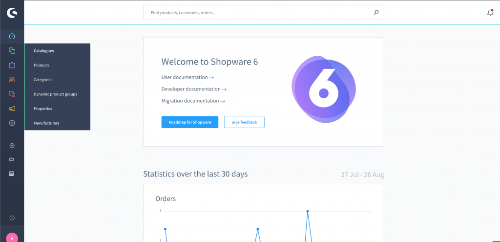 Picture showing Shopware 6 Dashboard