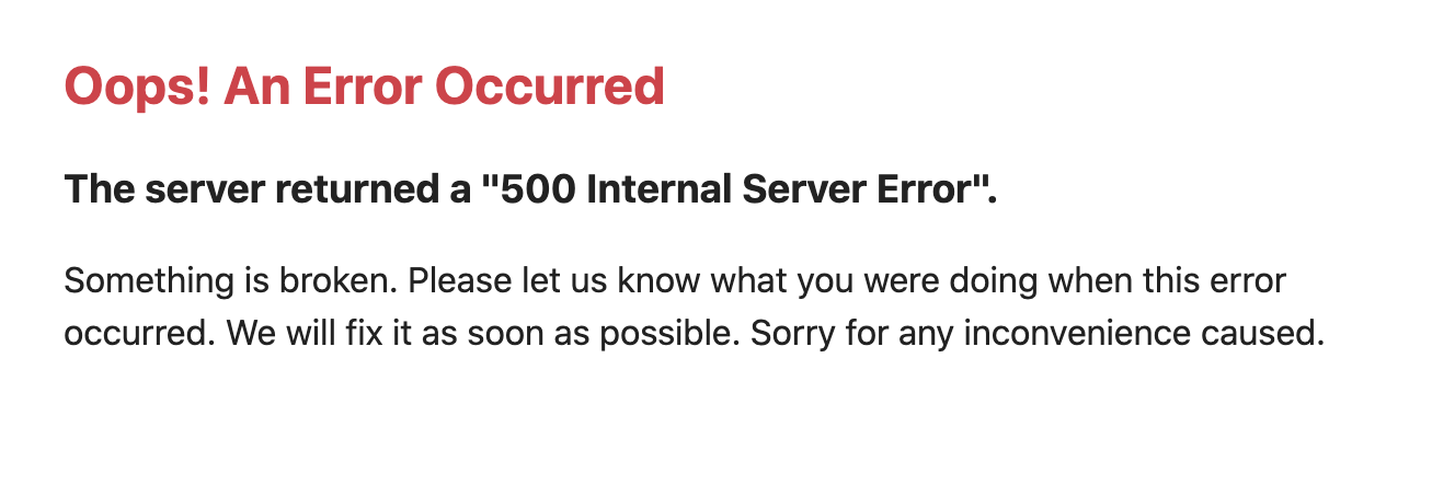 "Oops! An Error Occurred" - the default "500 internal server error" message in Symfony PHP framework